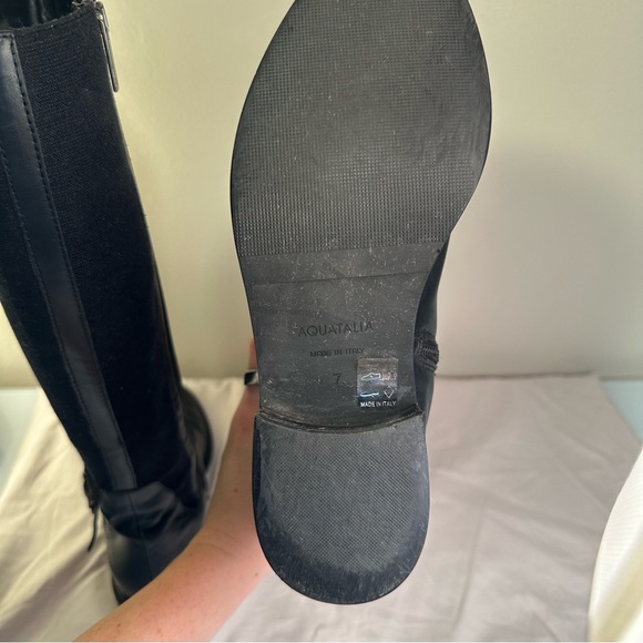Aquatalia Gemma Black Tall Italian Leather Boots - Picture 7 of 9
